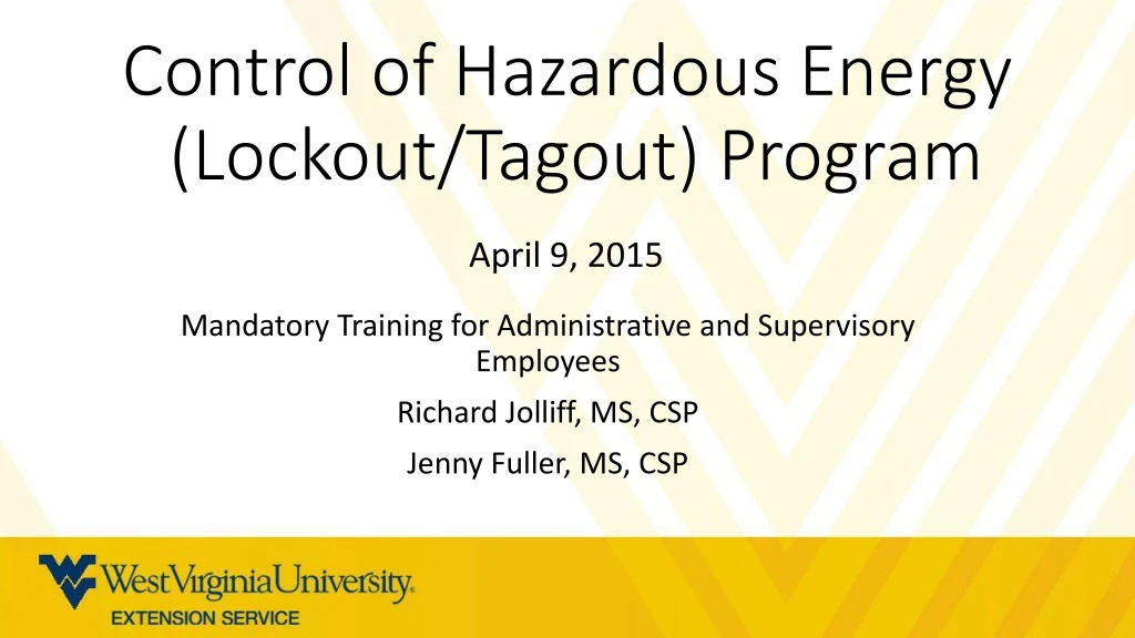 control of hazardous energy lockout tagout program