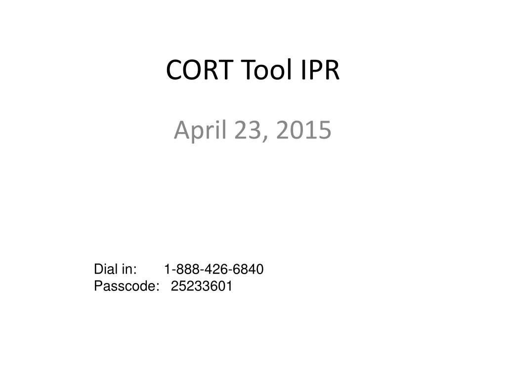 cort tool ipr