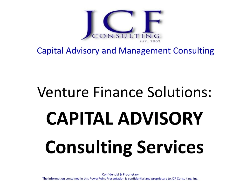 capital advisory and management consulting