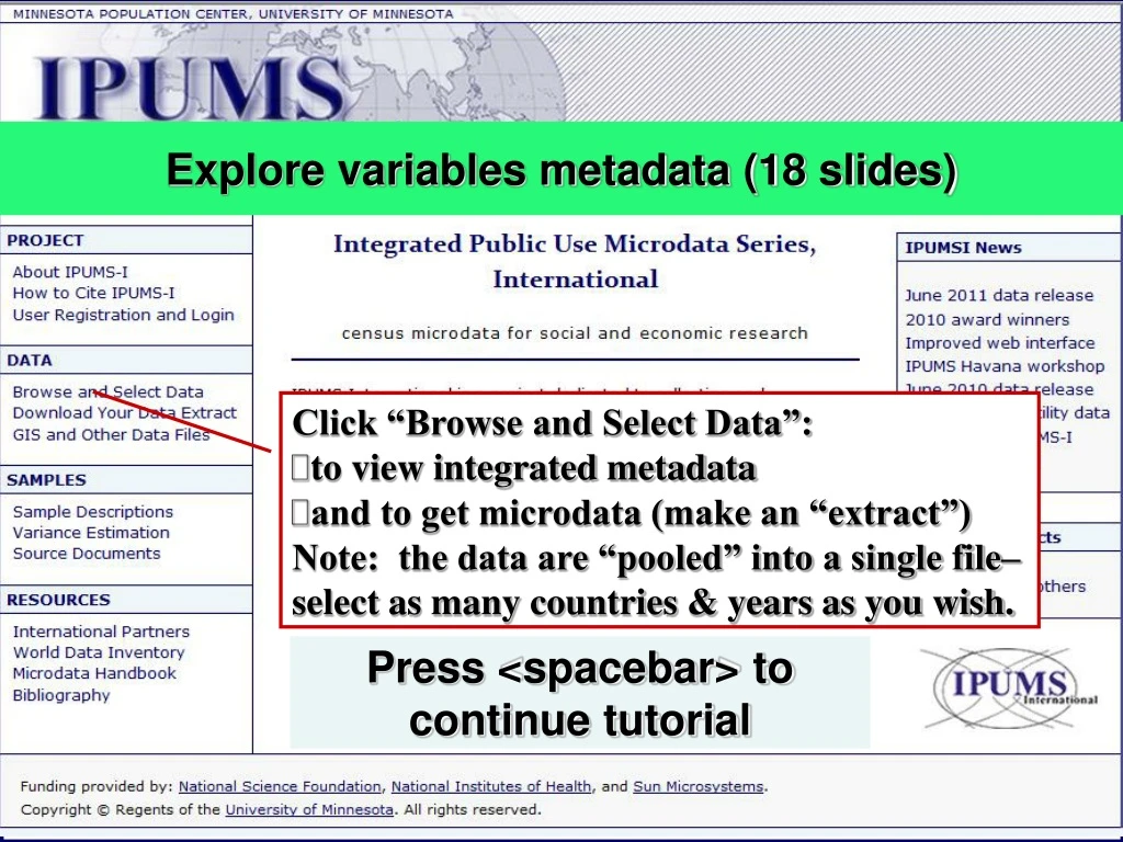 explore variables metadata 18 slides