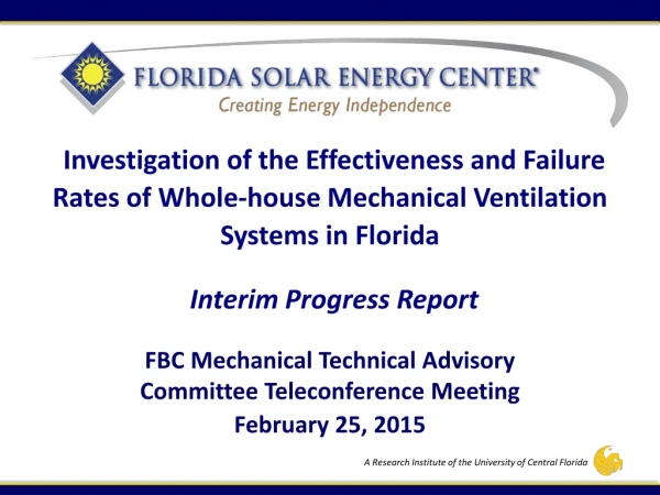 FBC Mechanical Technical Advisory Committee Teleconference Meeting February 25, 2015