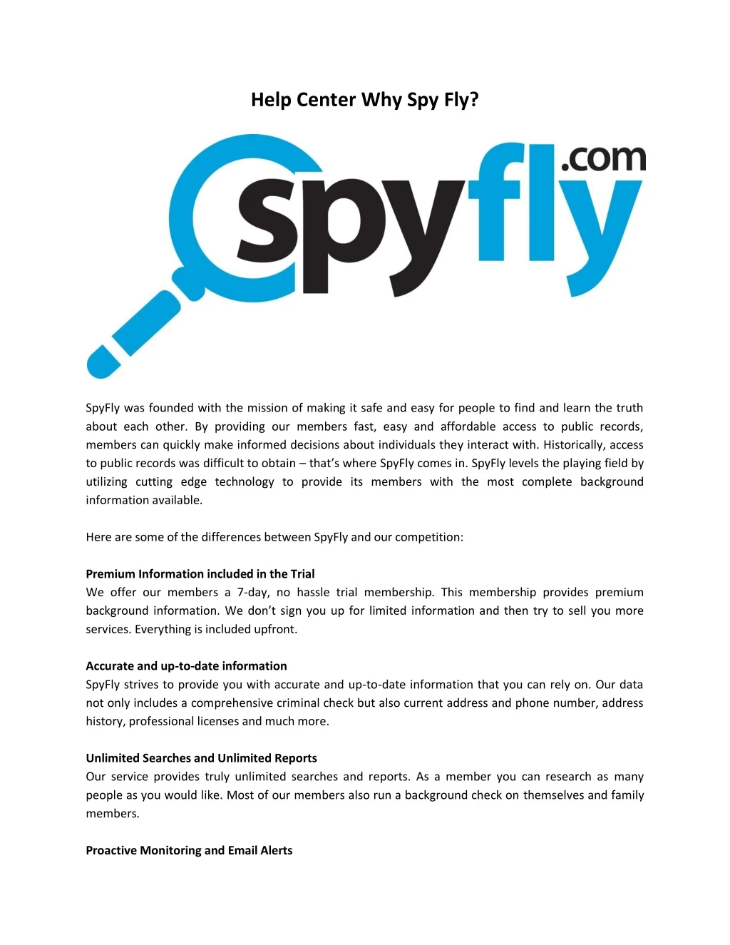 help center why spy fly