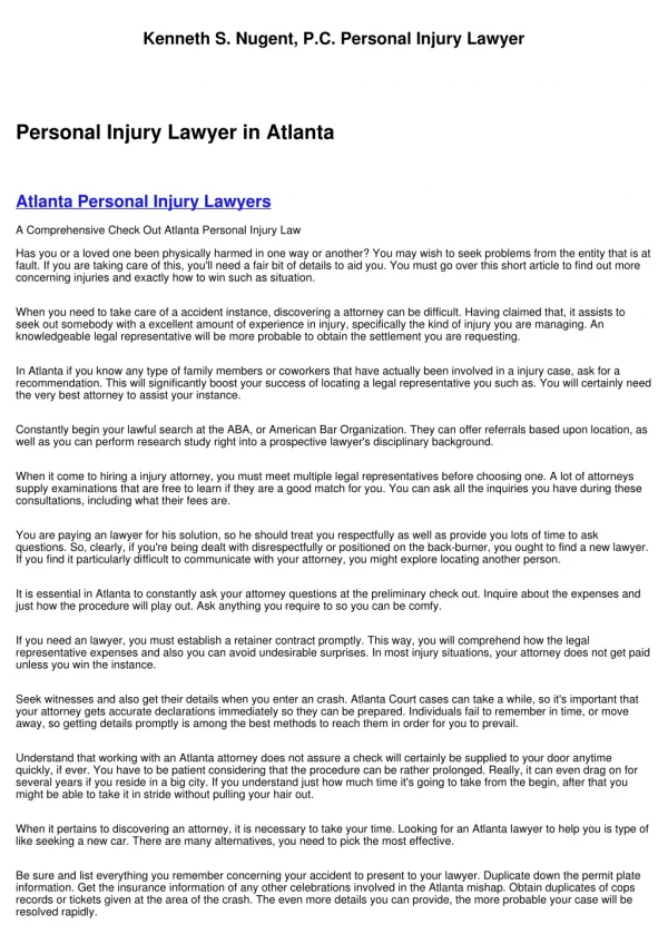Atlanta Georgia Personal Injury Attorney