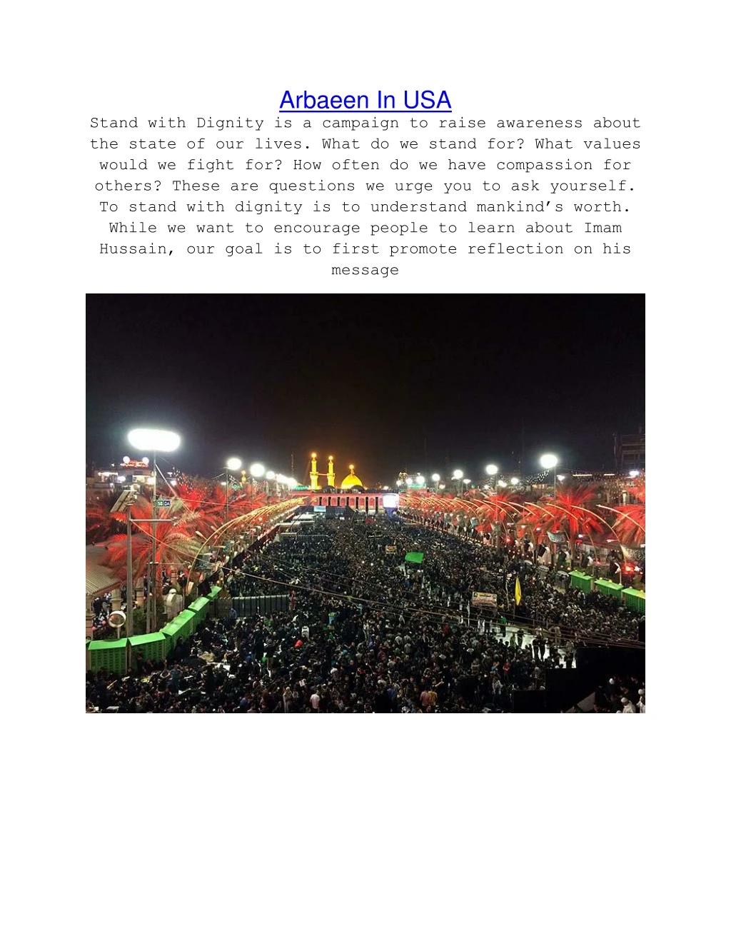 arbaeen in usa