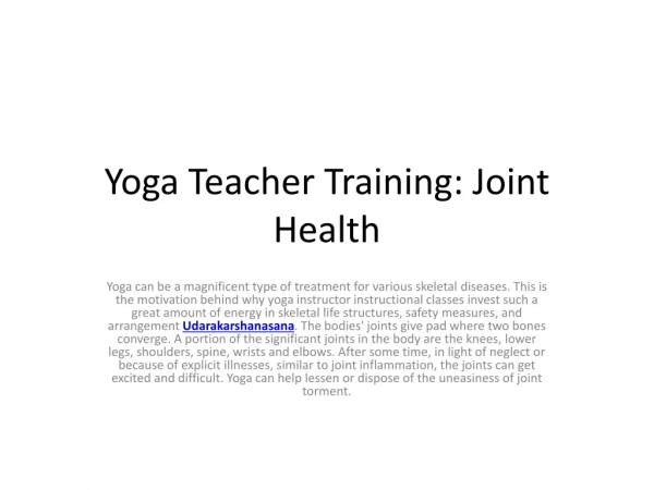Yoga Teacher Training: Joint Health