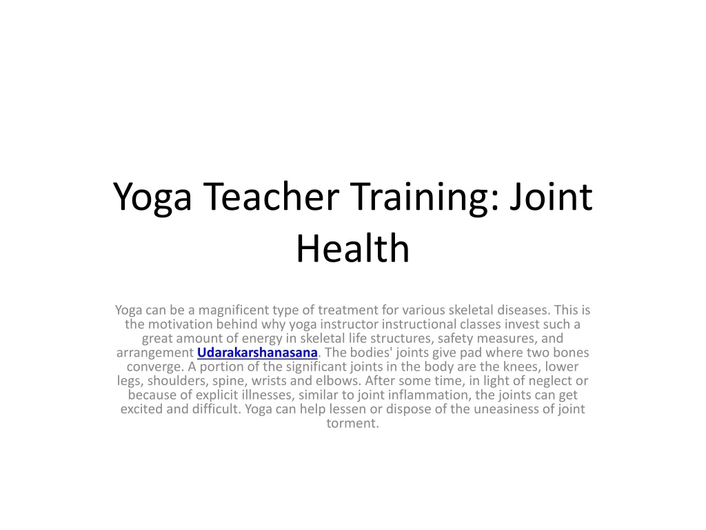 yoga teacher training joint health