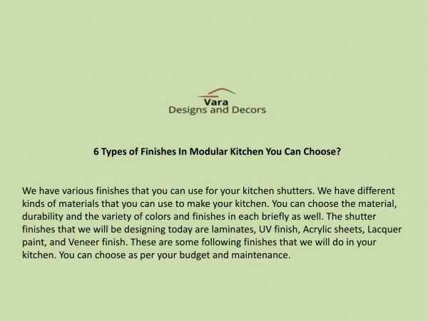 6 Types of Finishes In Modular Kitchen You Can Choose?