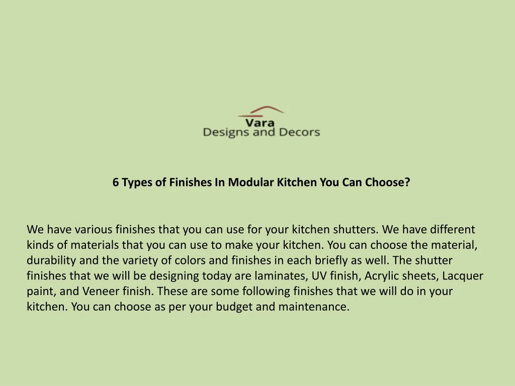 6 types of finishes in modular kitchen