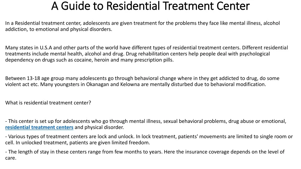 a guide to residential treatment center