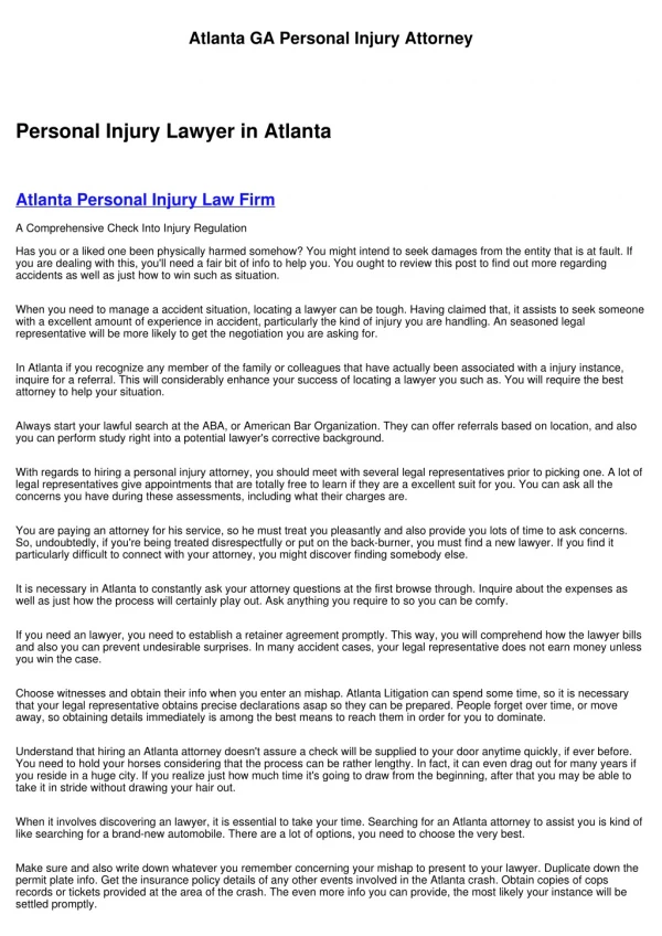 Personal Injury Law Firm Atlanta