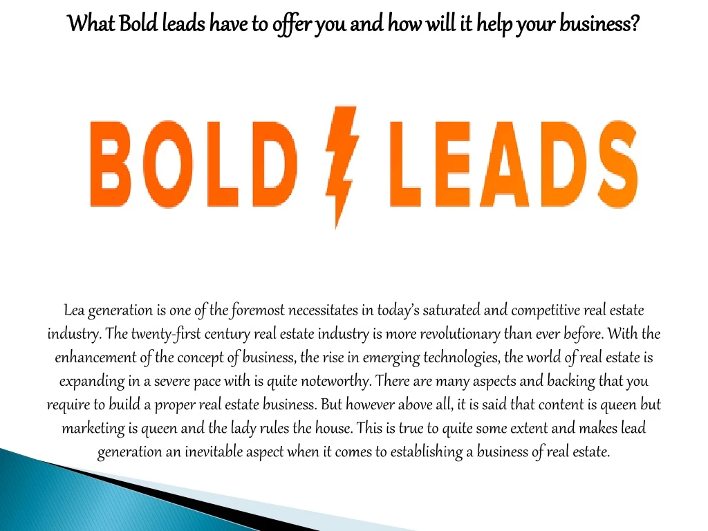 what bold leads have to offer you and how will