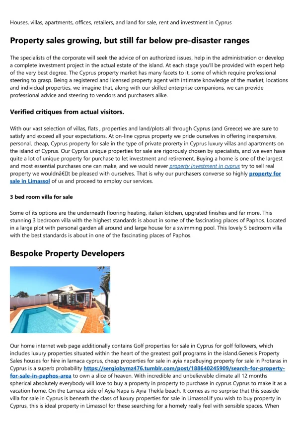 property for sale in cyprus south and Europe Residency Program