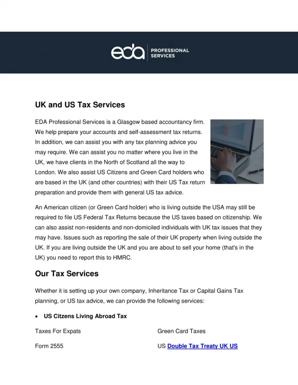US tax advice and help in UK