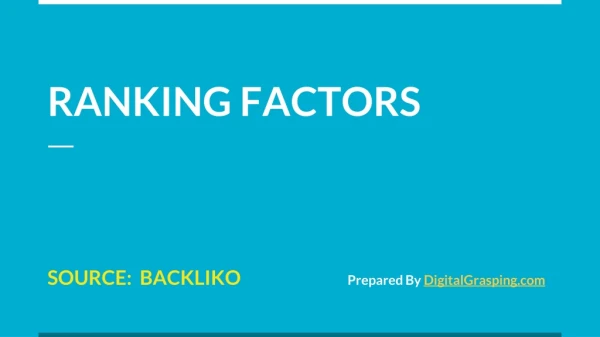 12 Ranking Factors by Backlinko