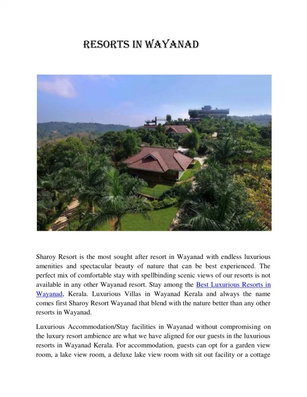 resorts in wayanad