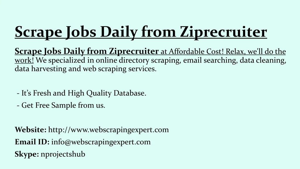 scrape jobs daily from ziprecruiter