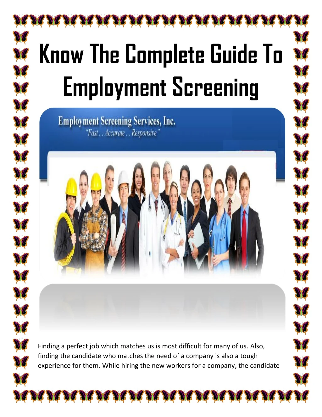 know the complete guide to employment screening