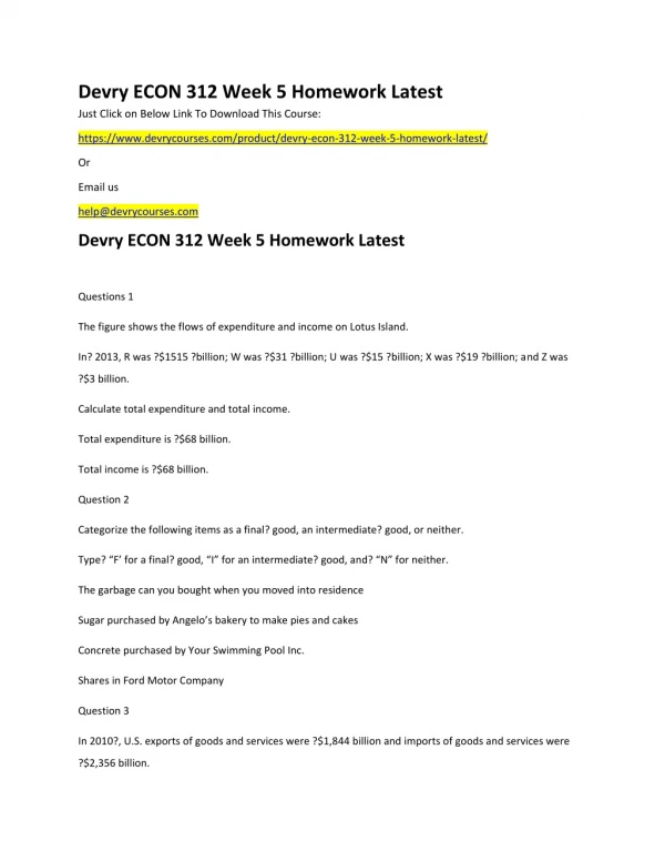 devry econ 312 week 5 homework latest just click