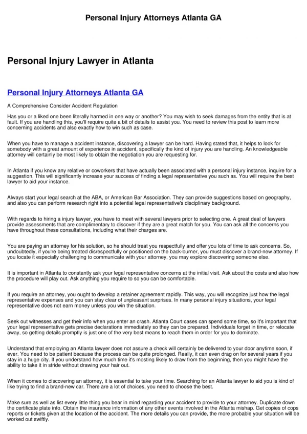 Atlanta GA Personal Injury Law Firms