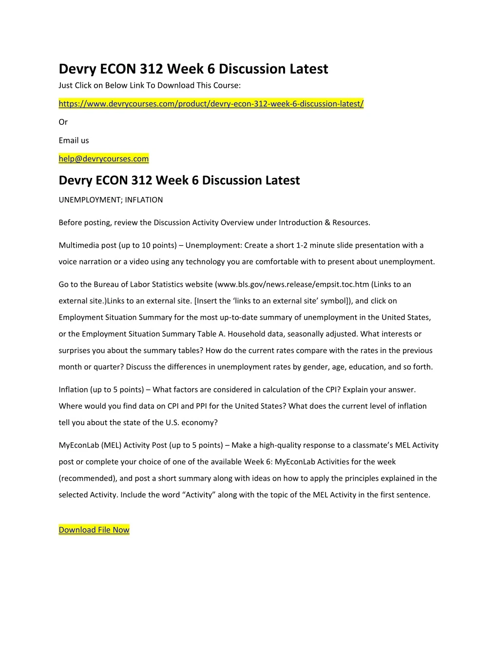 devry econ 312 week 6 discussion latest just