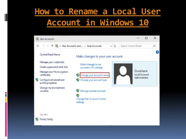 How to Rename a Local User Account in Windows 10