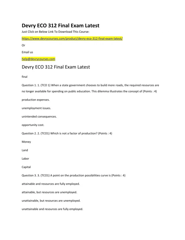 devry eco 312 final exam latest just click