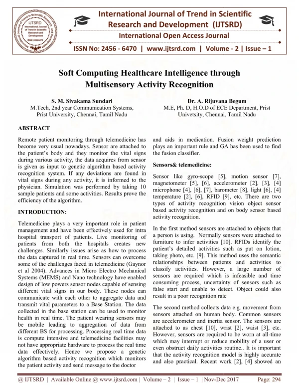 Soft Computing Healthcare Intelligence through Multisensory Activity Recognition