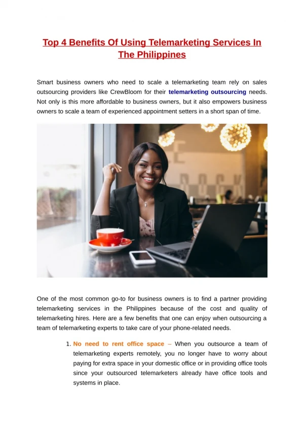 top 4 benefits of using telemarketing services