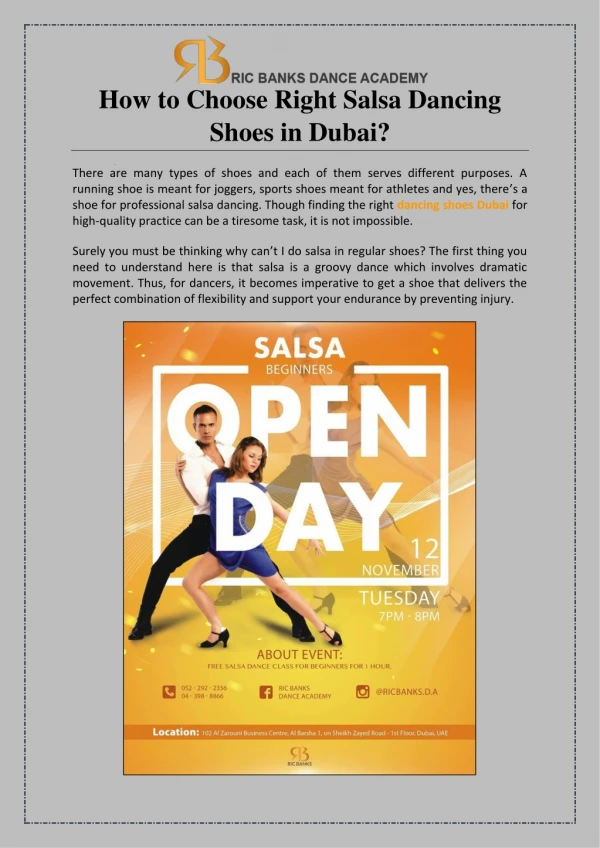How to Choose Right Salsa Dancing Shoes in Dubai?