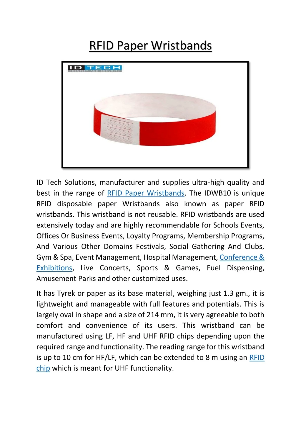 rfid paper wristbands