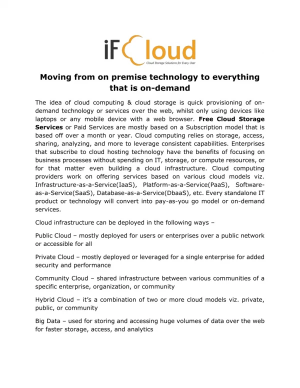moving from on premise technology to everything