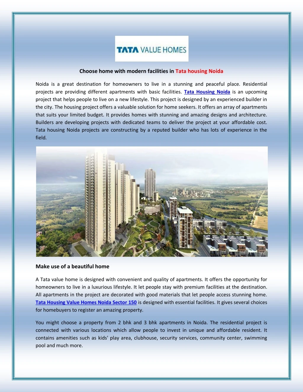 choose home with modern facilities in tata