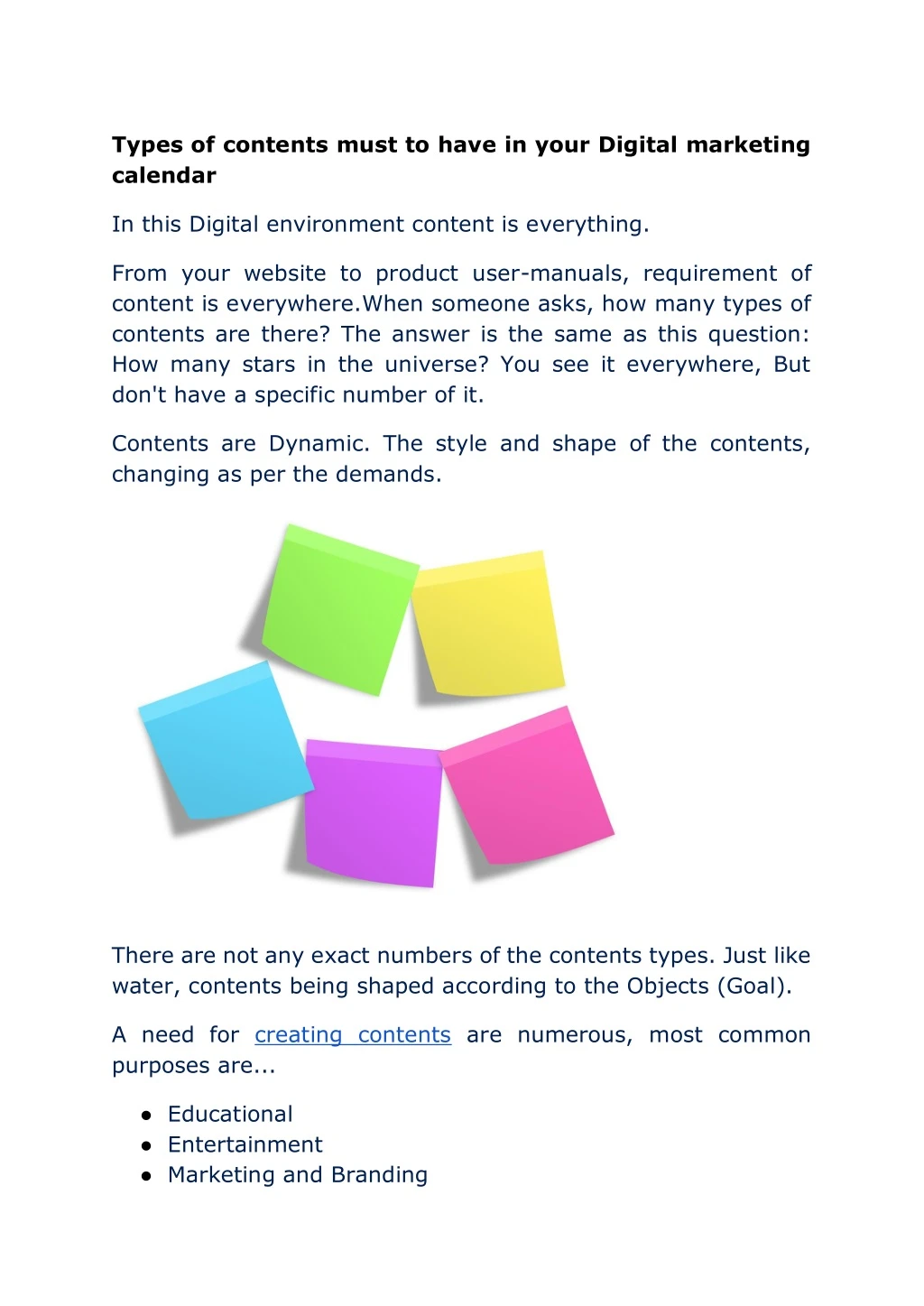 types of contents must to have in your digital