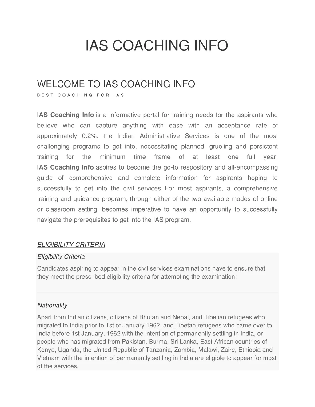 ias coaching info