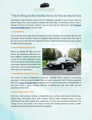 Premium limo service Dallas Texas - slide 1