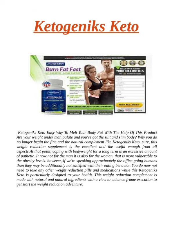 Ketogeniks Keto: Reviews, Diet Pills, Price and Official