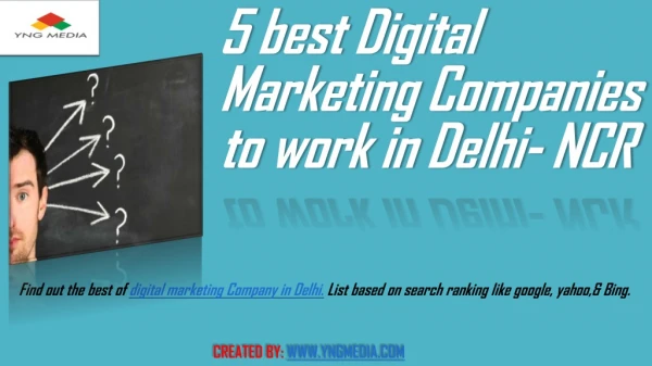 5 best Digital Marketing Companies to work in Delhi NCR