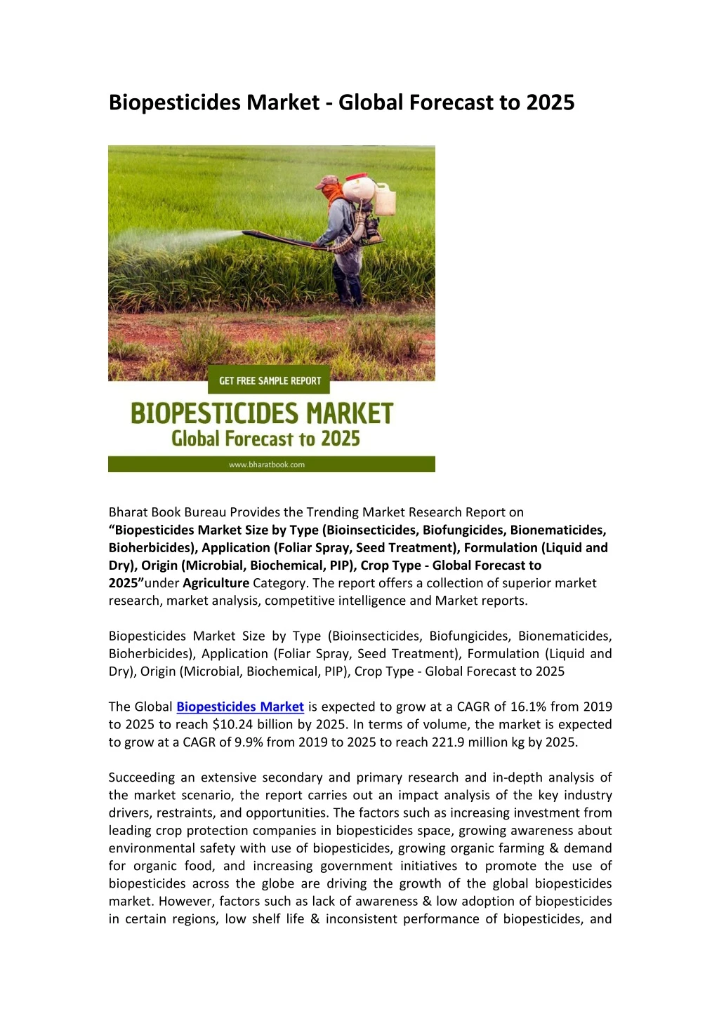 biopesticides market global forecast to 2025