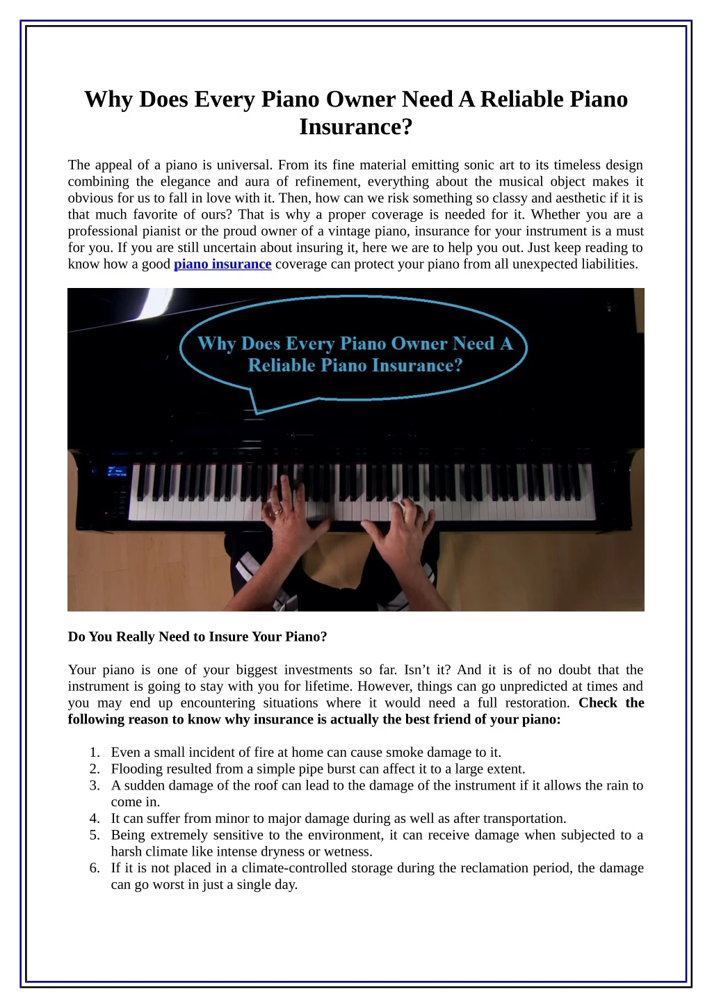 why does every piano owner need a reliable piano