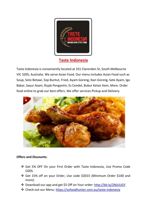 5% Off - Taste Indonesia-South Melbourne - Order Food Online
