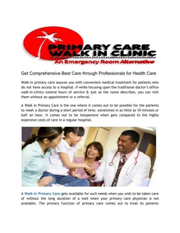 Get Comprehensive Best Care through Professionals for Health Care