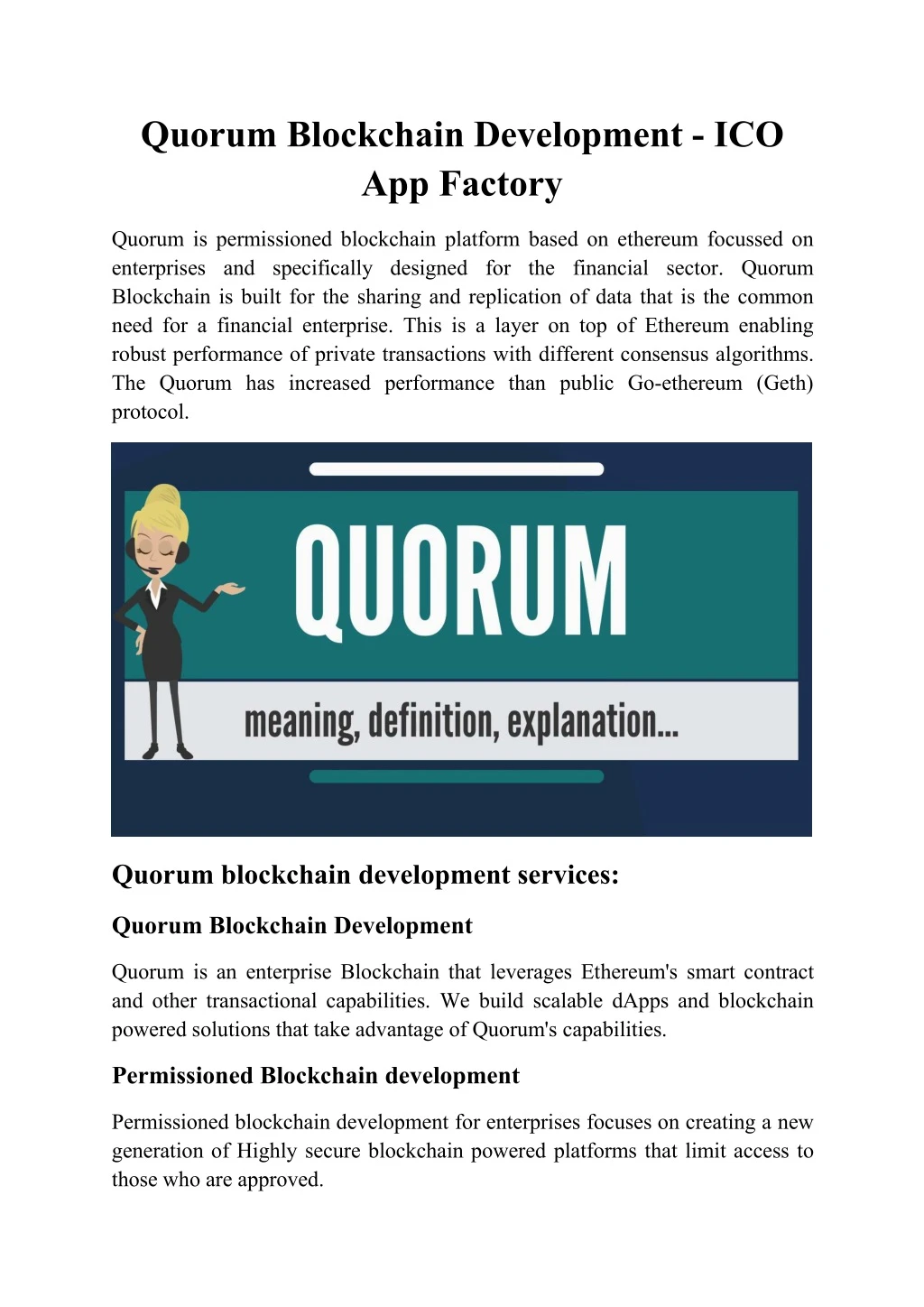 quorum blockchain development ico app factory