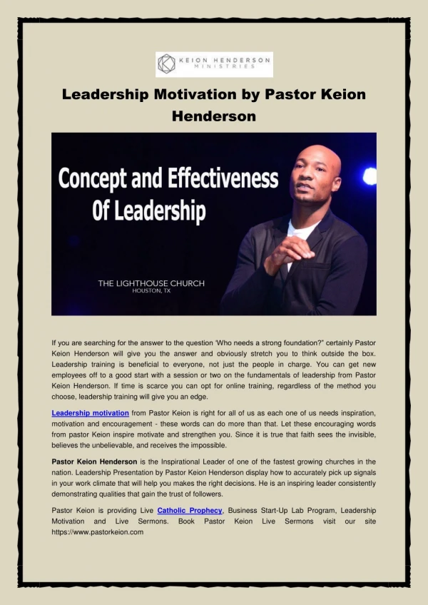 Leadership Motivation by Pastor Keion Henderson
