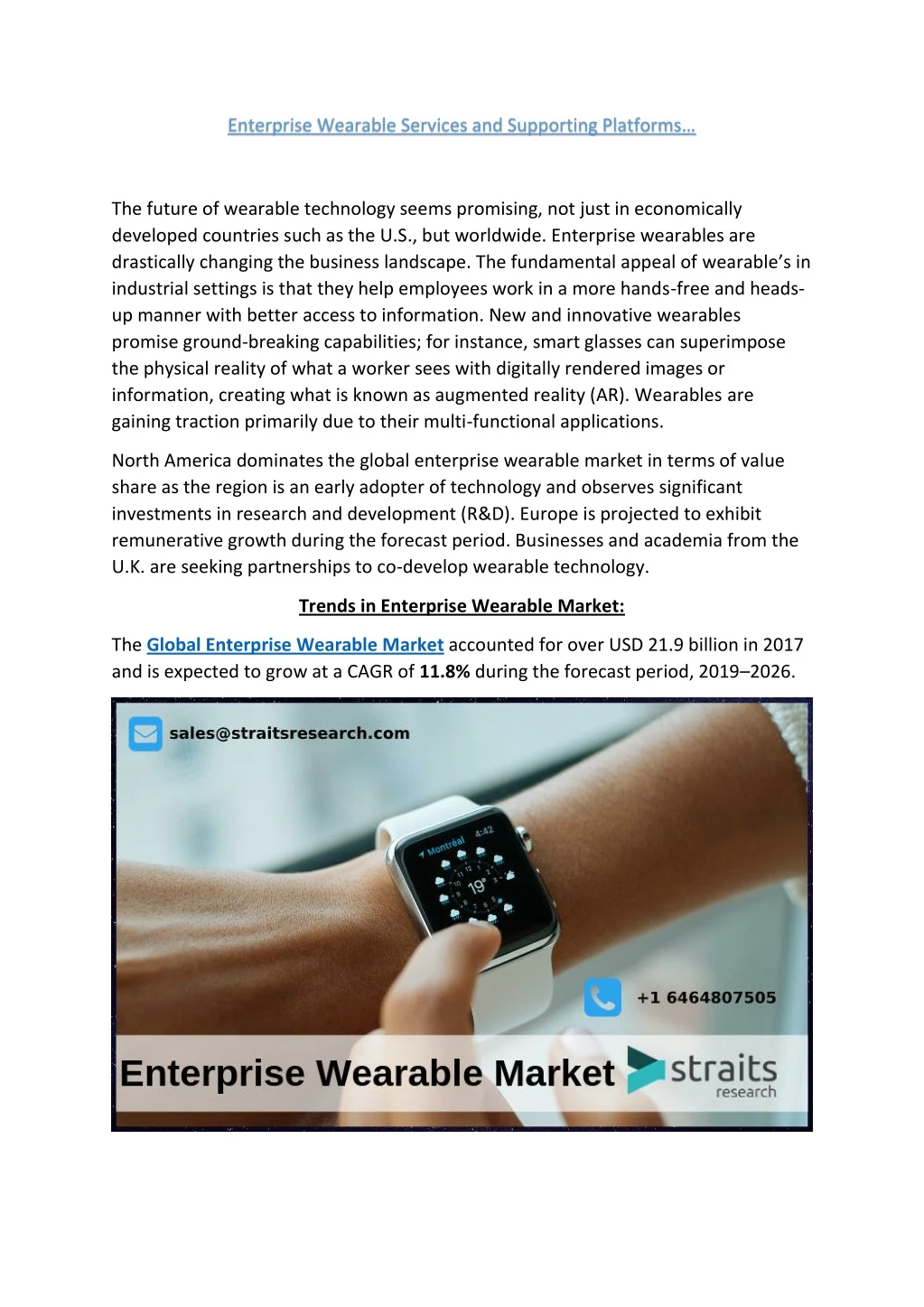 enterprise wearable services and supporting