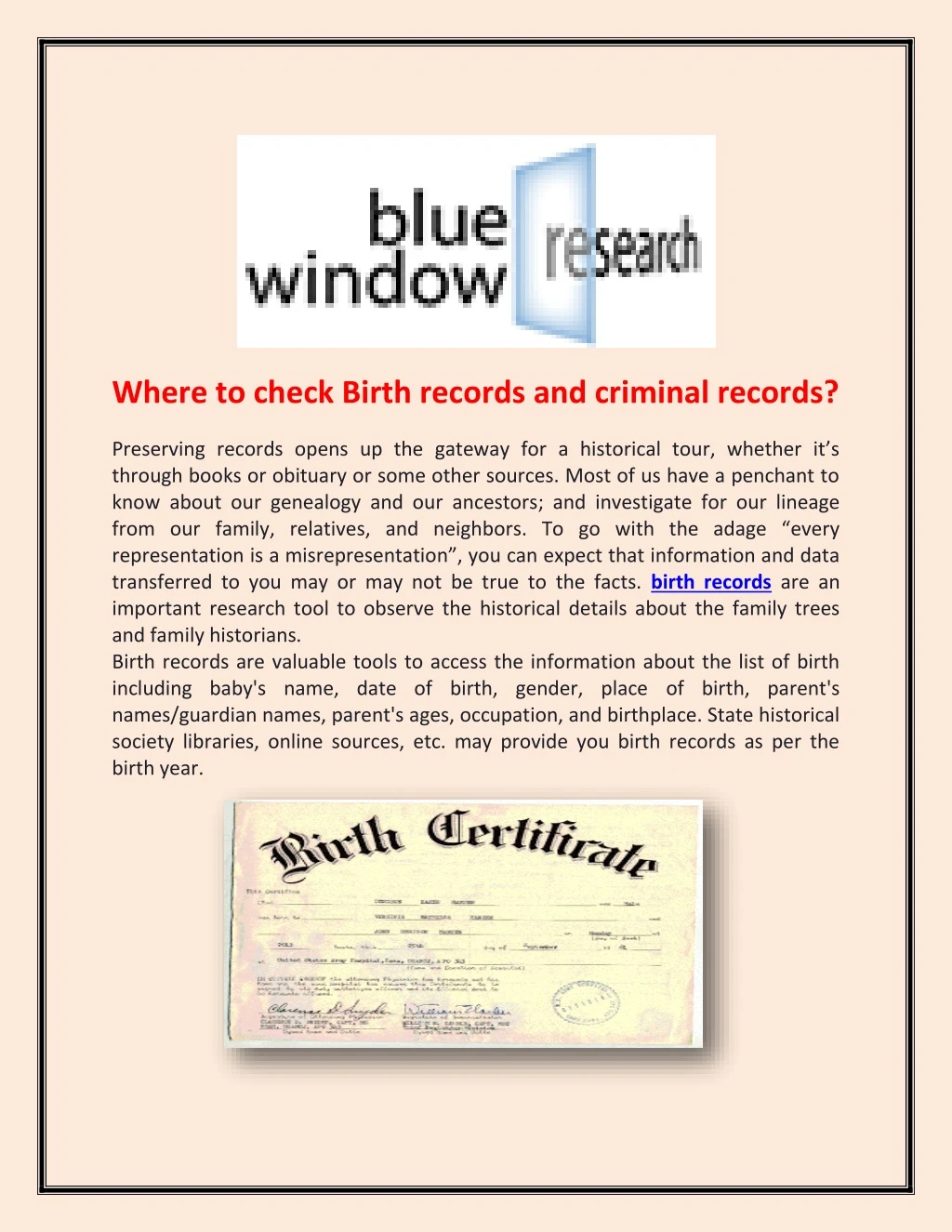 where to check birth records and criminal records