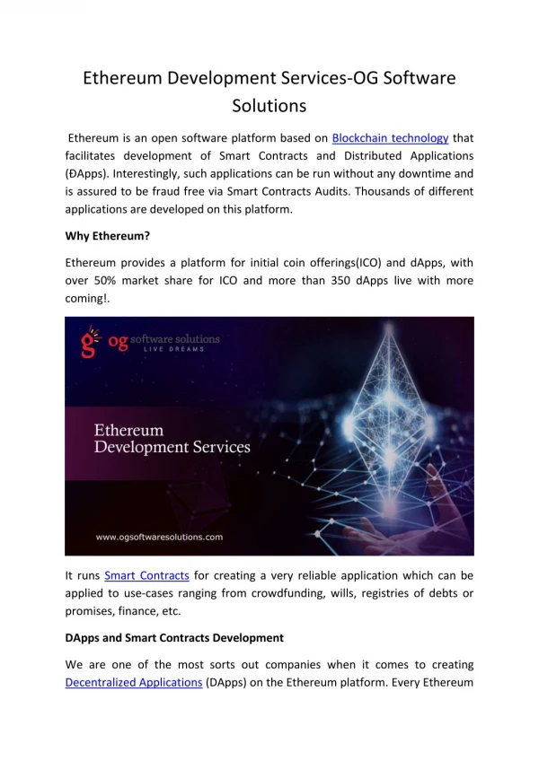 Ethereum Development Services-OG Software Solutions