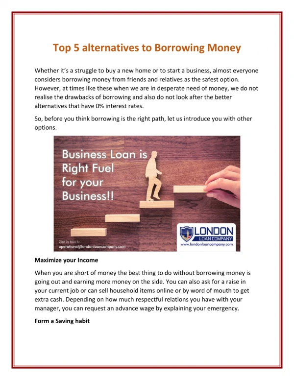 Top five alternatives for borrowing money