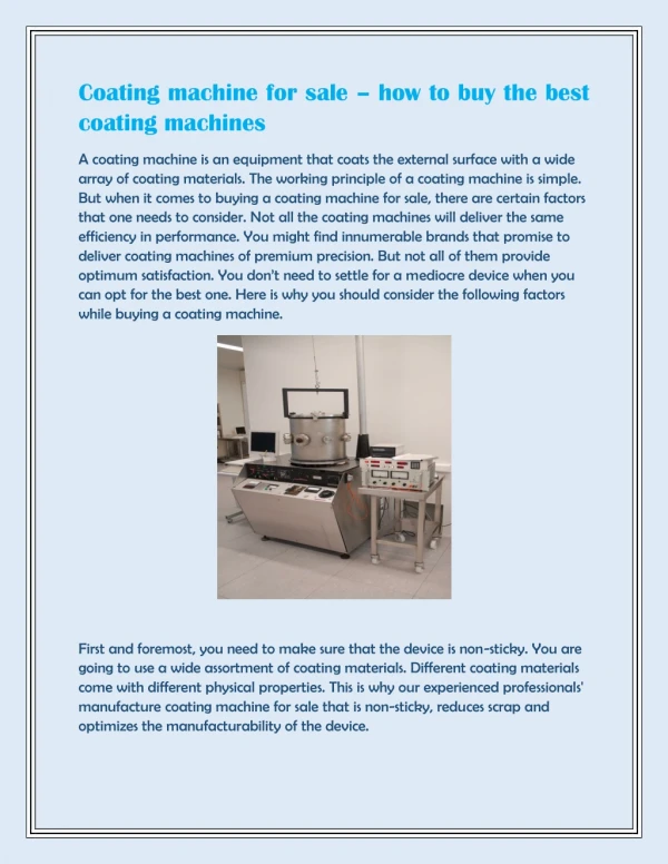 Coating machine for sale – how to buy the best coating machines