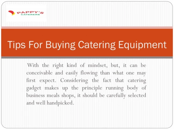 Tips For Buying Catering Equipment