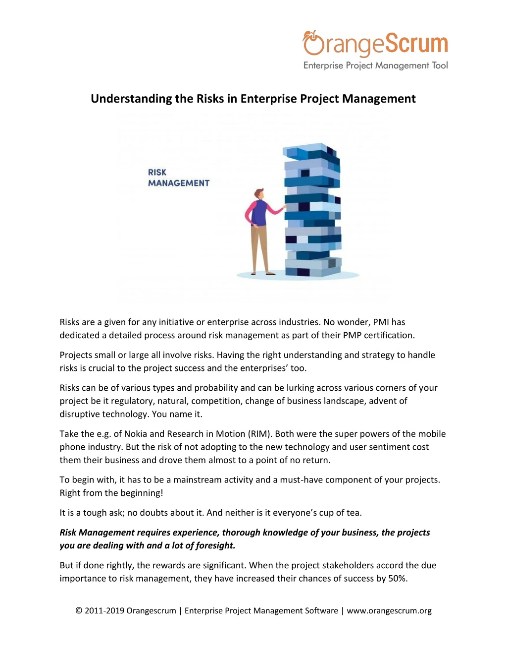 understanding the risks in enterprise project